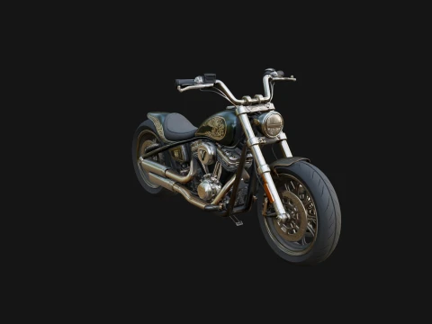Chopper Motorcycle Model Design 1 - 3D Print Model Modelo de Impressão 3D
