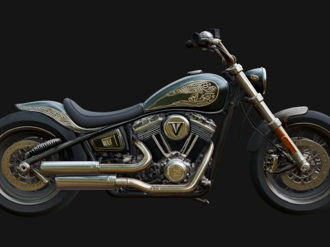 Chopper Motorcycle Model Design 1 - 3D Print Model 3D Принт Модель