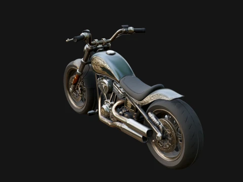 Chopper Motorcycle Model Design 1 - 3D Print Model 3D Принт Модель