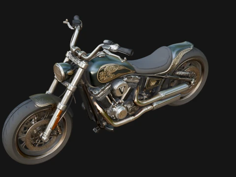 Chopper Motorcycle Model Design 1 - 3D Print Model 3D Принт Модель