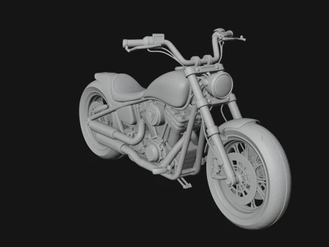 Chopper Motorcycle Model Design 1 - 3D Print Model 3D Принт Модель