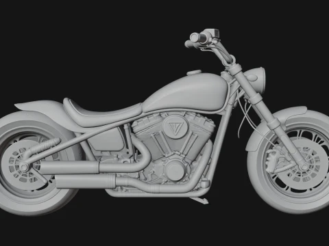 Chopper Motorcycle Model Design 1 - 3D Print Model 3D Принт Модель