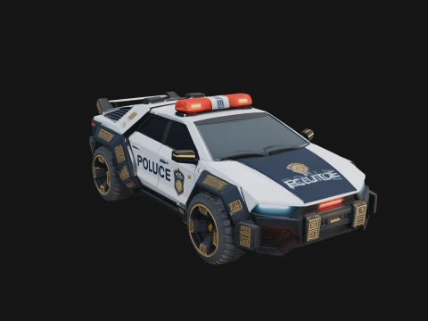 Police Patrol Car Model Design 3 - 3D Print Model Modèles 3D en vedette