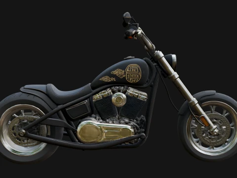 Chopper Motorcycle Model Design 2 - 3D Print Model 3D Print Model
