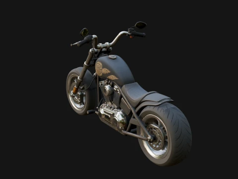 Chopper Motorcycle Model Design 2 - 3D Print Model 3D Print Model