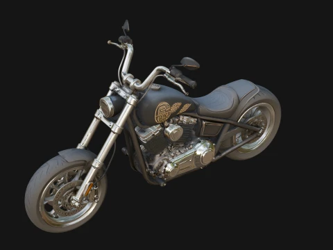 Chopper Motorcycle Model Design 2 - 3D Print Model 3D Print Model