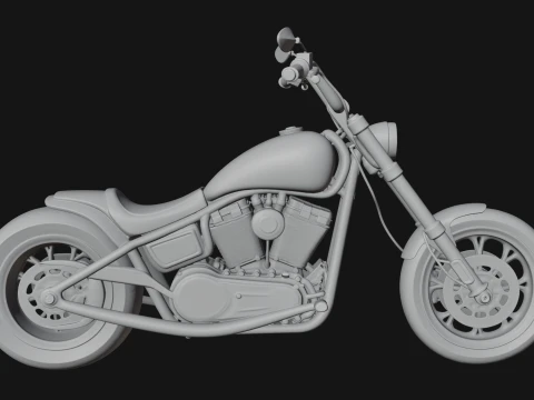 Chopper Motorcycle Model Design 2 - 3D Print Model 3D Print Model