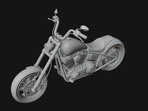 Chopper Motorcycle Model Design 2 - 3D Print Model 3D Print Model