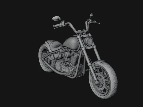 Chopper Motorcycle Model Design 2 - 3D Print Model 3D Print Model