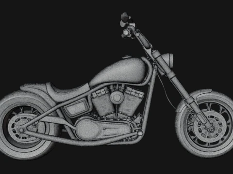 Chopper Motorcycle Model Design 2 - 3D Print Model 3D Print Model