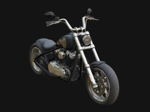 Chopper Motorcycle Model Design 2 - 3D Print Model Modelo de impresión 3D