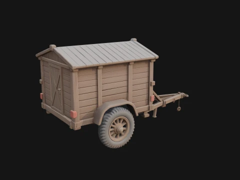Wooden Cargo Trailer Model Design 1 - 3D Print Model 3D Baskı Modeli