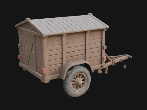 Wooden Cargo Trailer Model Design 1 - 3D Print Model 3D Baskı Modeli