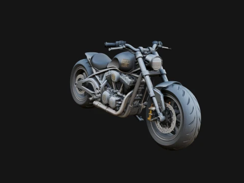 Cruiser Motorcycle Model Design 4 - 3D Print Model Modelo de Impressão 3D