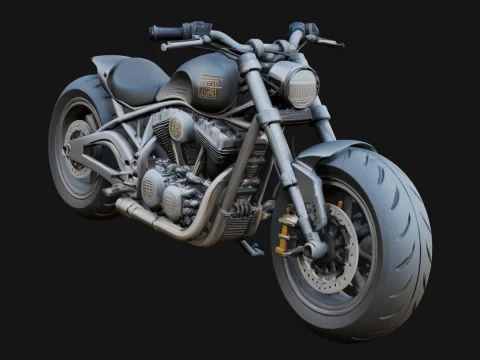 Cruiser Motorcycle Model Design 4 - 3D Print Model Model do druku 3D