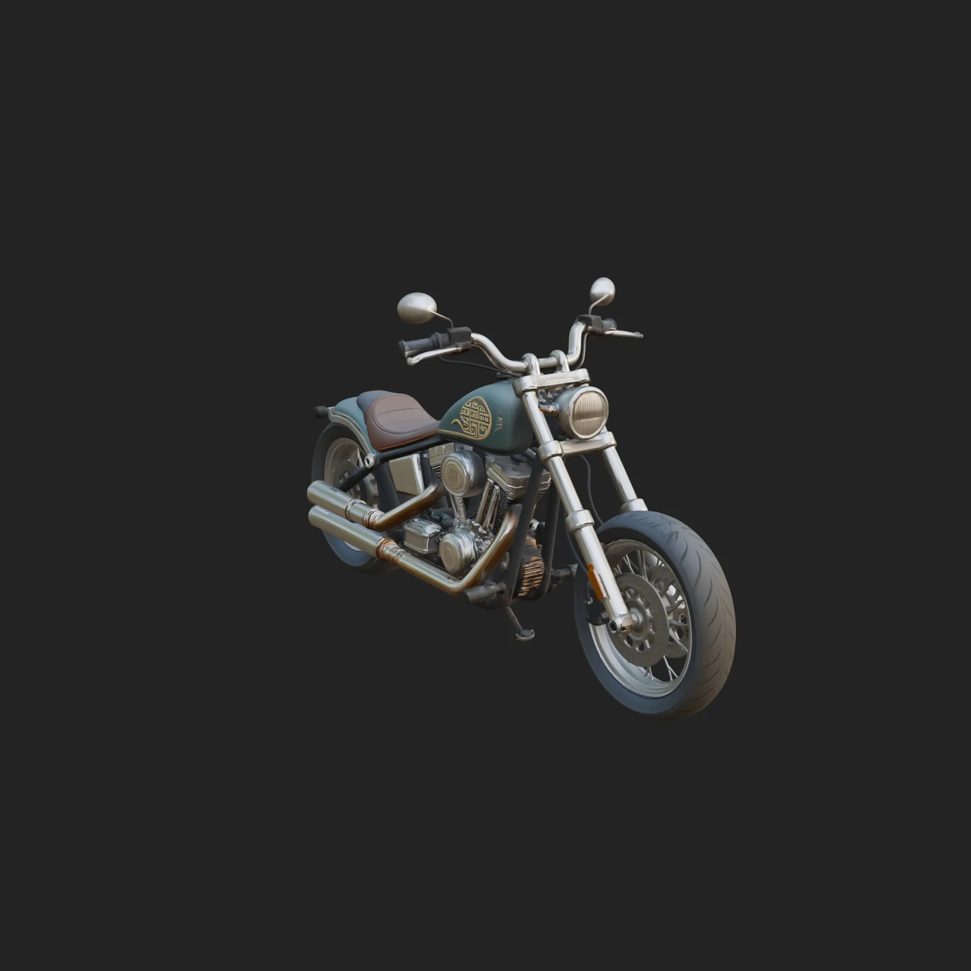 Cruiser Motorcycle Model Design 5 - 3D Print Model 3D Print Model .c4d .max .obj .3ds .fbx .stl .blend 