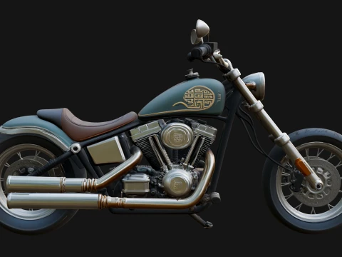 Cruiser Motorcycle Model Design 5 - 3D Print Model 3D Print Model