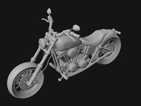 Cruiser Motorcycle Model Design 5 - 3D Print Model 3D Print Model