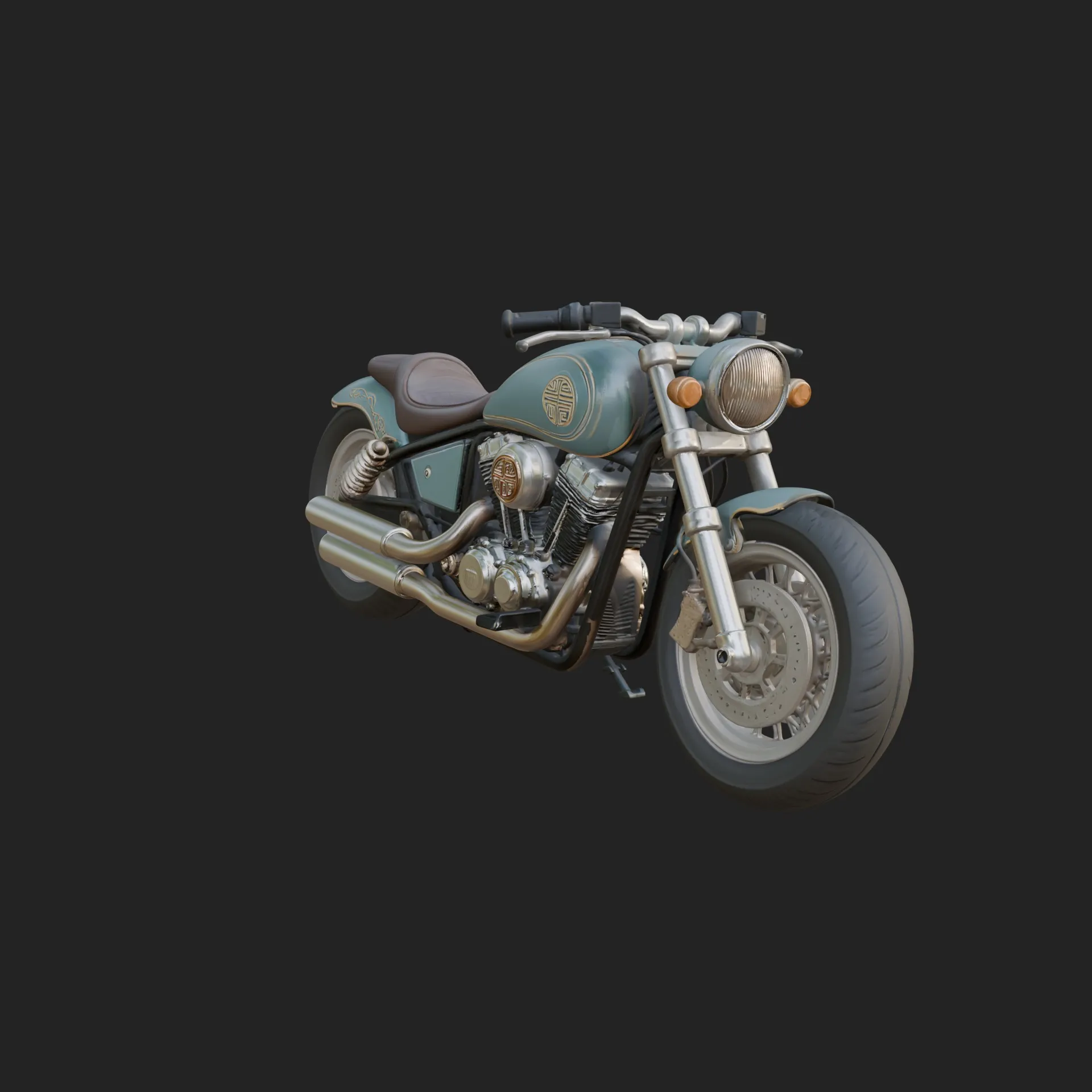 Cruiser Motorcycle Model Design 6 - 3D Print Model 3D Print Model .c4d .max .obj .3ds .fbx .stl .blend 