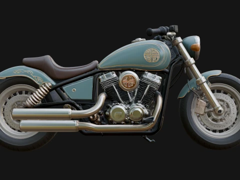 Cruiser Motorcycle Model Design 6 - 3D Print Model 3D Print Model