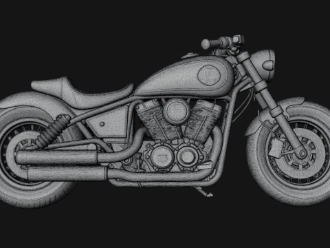 Cruiser Motorcycle Model Design 6 - 3D Print Model 3D Print Model