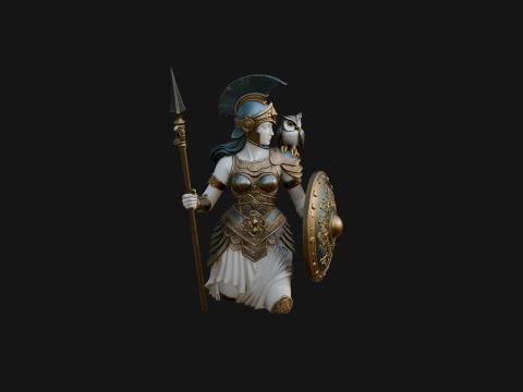 Athena Warrior Goddess Statue Design 7 - 3D Print Model 3D Print Model