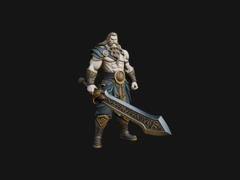 Bearded Warrior God Statue Design 5 - 3D Print Model 3D Print Model