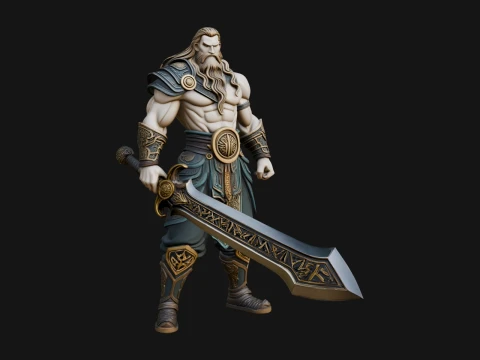 Bearded Warrior God Statue Design 5 - 3D Print Model 3D Print Model