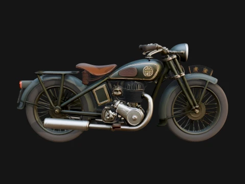 Vintage Motorcycle Model Design 2 - 3D Print Model 3D Druckmodell