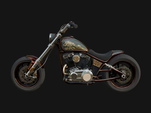 Chopper Motorcycle Model Design 3 - 3D Print Model 3D Print Model