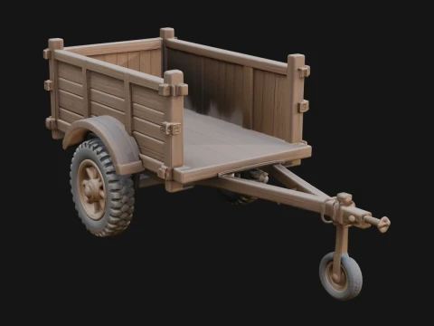 Wooden Cargo Trailer Model Design 3 - 3D Print Model 3D Print Model