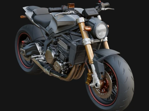 Street Fighter Motorcycle Model Design 1 - 3D Print Model 3D Baskı Modeli