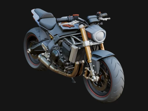 Street Fighter Motorcycle Model Design 2 - 3D Print Model 3D Baskı Modeli
