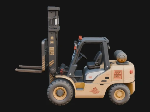 Forklift Truck Model Design 2 - 3D Print Model Model Cetak 3D