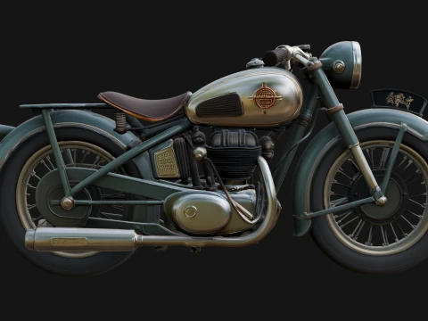 Vintage Motorcycle Model Design 4 - 3D Print Model 3D Print Model