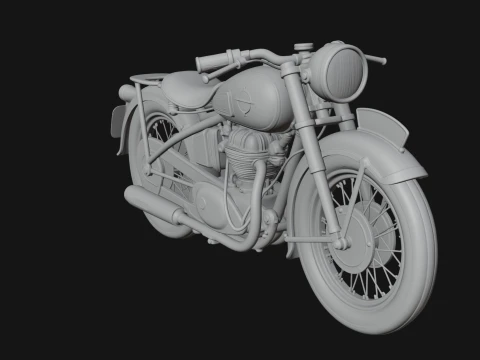 Vintage Motorcycle Model Design 4 - 3D Print Model 3D Print Model