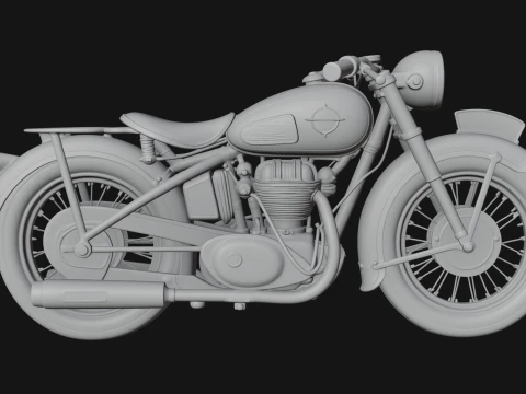 Vintage Motorcycle Model Design 4 - 3D Print Model 3D Print Model
