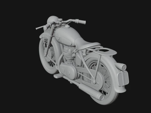 Vintage Motorcycle Model Design 4 - 3D Print Model 3D Print Model