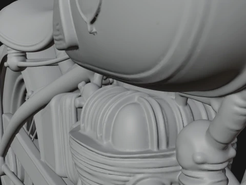 Vintage Motorcycle Model Design 4 - 3D Print Model 3D Print Model