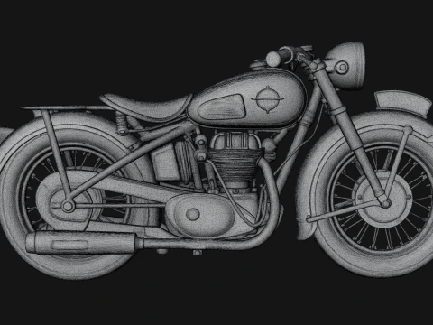 Vintage Motorcycle Model Design 4 - 3D Print Model 3D Print Model