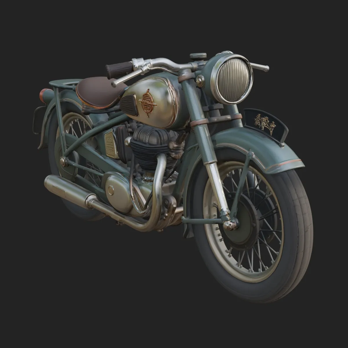 Vintage Motorcycle Model Design 4 - 3D Print Model 3D Print Model .c4d .max .obj .3ds .fbx .stl .blend 