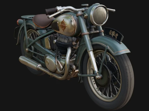 Vintage Motorcycle Model Design 4 - 3D Print Model 3D Print Model