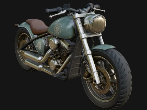 Vintage Motorcycle Model Design 6 - 3D Print Model 3D Print Model