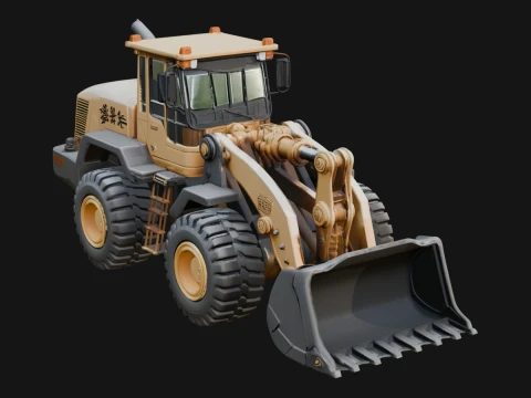 Wheel Loader Model Design 6 - 3D Print Model Modèles 3D en vedette