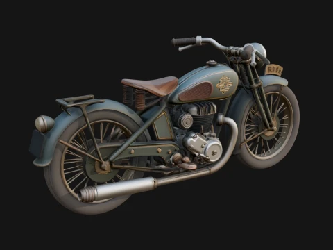 Vintage Motorcycle Model Design 7 - 3D Print Model 3D Print Model