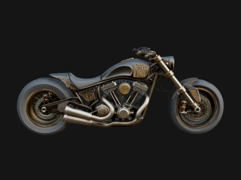 Chopper Motorcycle Model Design 4 - 3D Print Model 3D Print Model