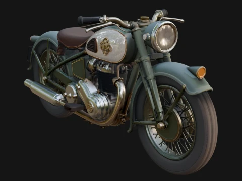 Vintage Motorcycle Model Design 8 - 3D Print Model 3D Print Model