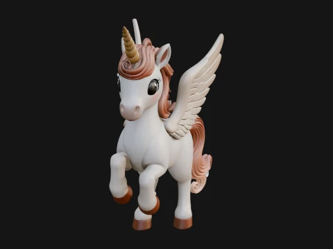 Chibi Winged Unicorn Statue Design 1 - 3D Print Model 3D Print Model
