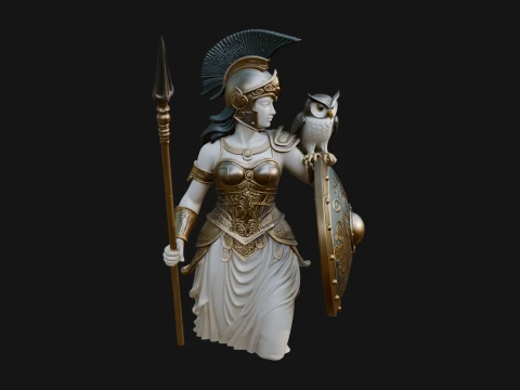 Athena Warrior Goddess Statue Design 9 - 3D Print Model 3D 프린트 모델