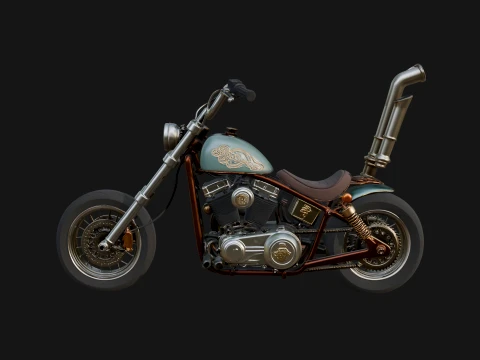 Chopper Motorcycle Model Design 6 - 3D Print Model 3D Print Model